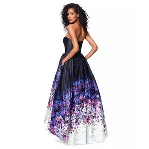 NWOT Betsy & Adam has Petite Strapless High-Low Ball Gown dress SIZE 8